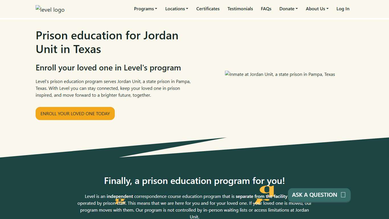 Prison Education For Jordan Unit - Level