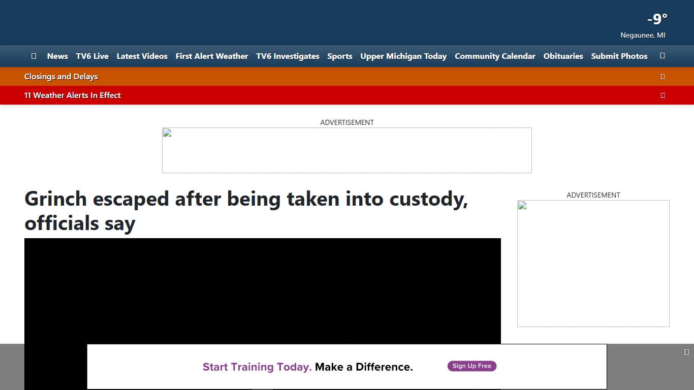 Grinch escaped after being taken into custody, officials say