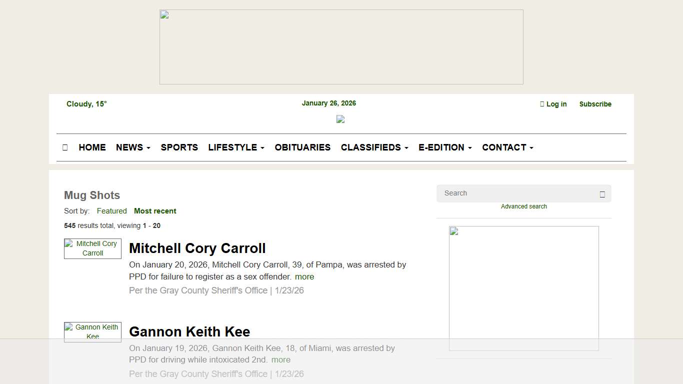 Mug Shots Pampa News